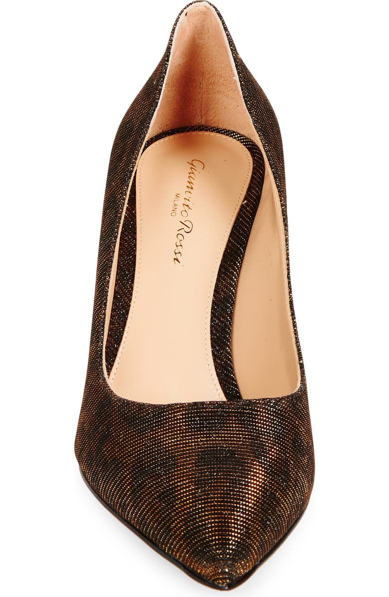 Gianvito Rossi Exopard Leopard Crystal Embellished Pointed Toe Pump, Alternate, color, Leopard Print