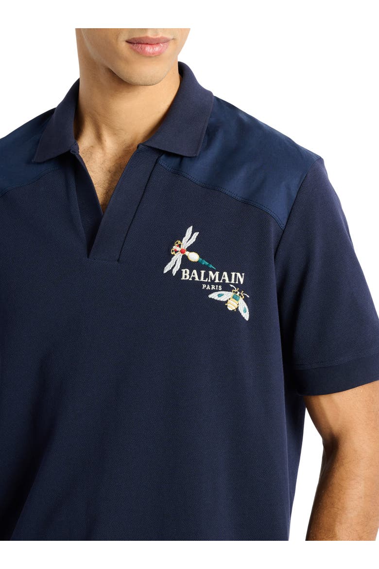 Embroidered Balmain Insect polo, Alternate, color, blue