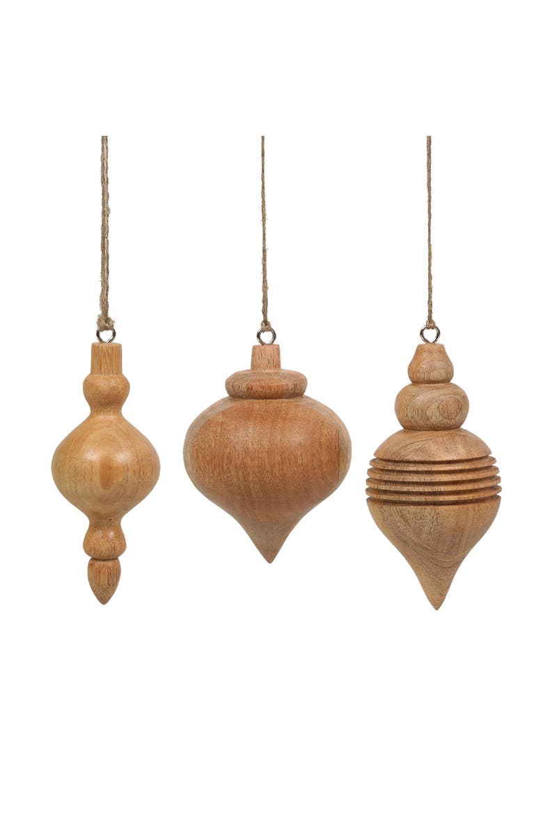 5" Wooden Finial Christmas Ornaments, Main, color, Brass