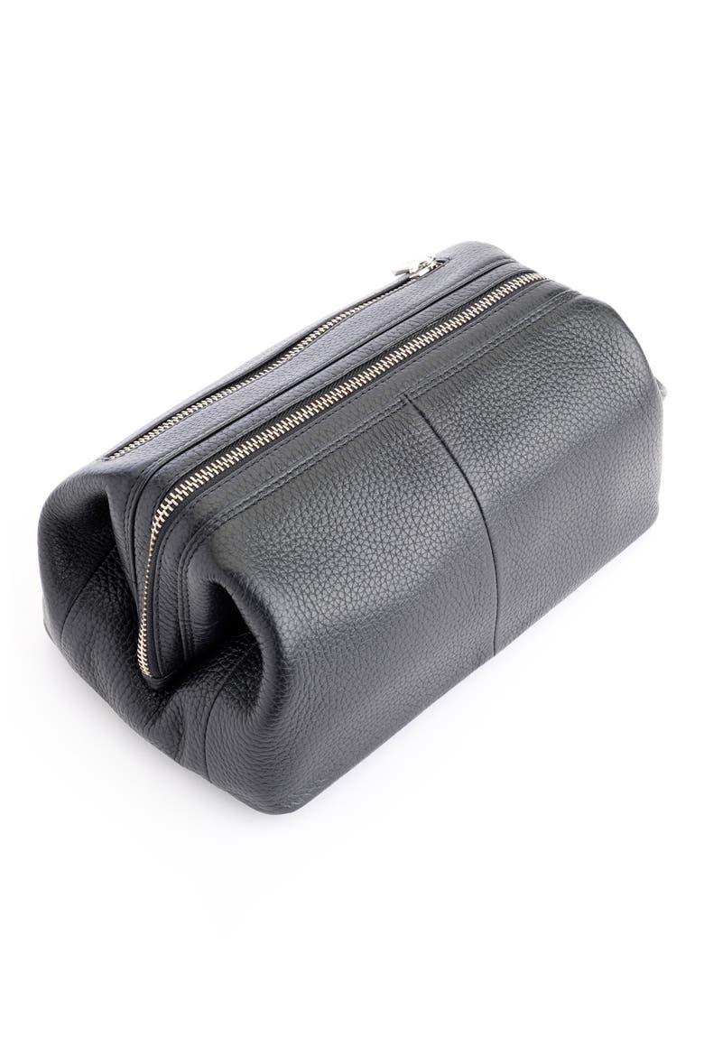 Leather Toiletry Bag, Alternate, color, BLACK