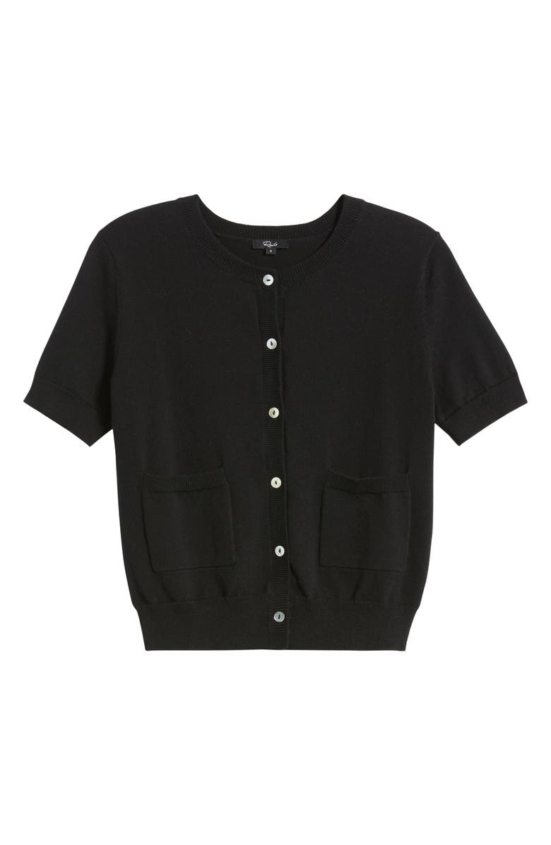 Rails Aisley Short Sleeve Cotton & Cashmere Cardigan, Alternate, color, Black