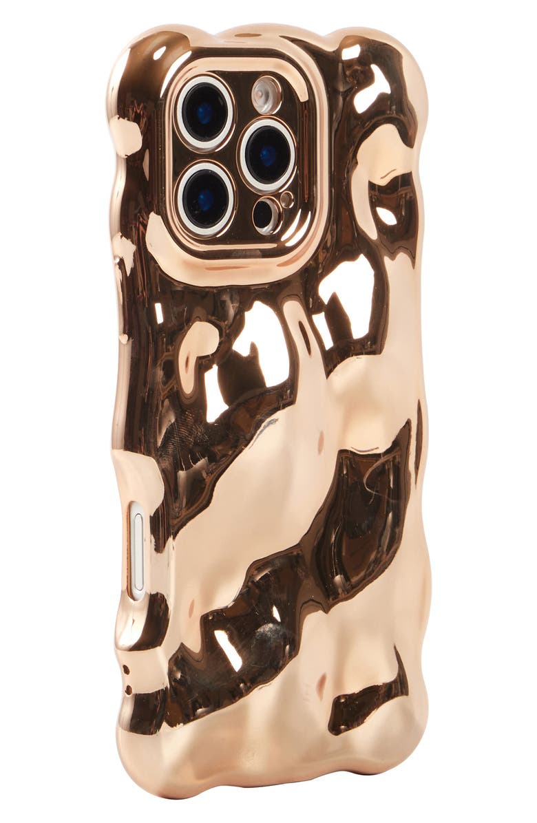 Auramma Glossy Gold Bubbles iPhone 16 Pro Case, Alternate, color, Gold