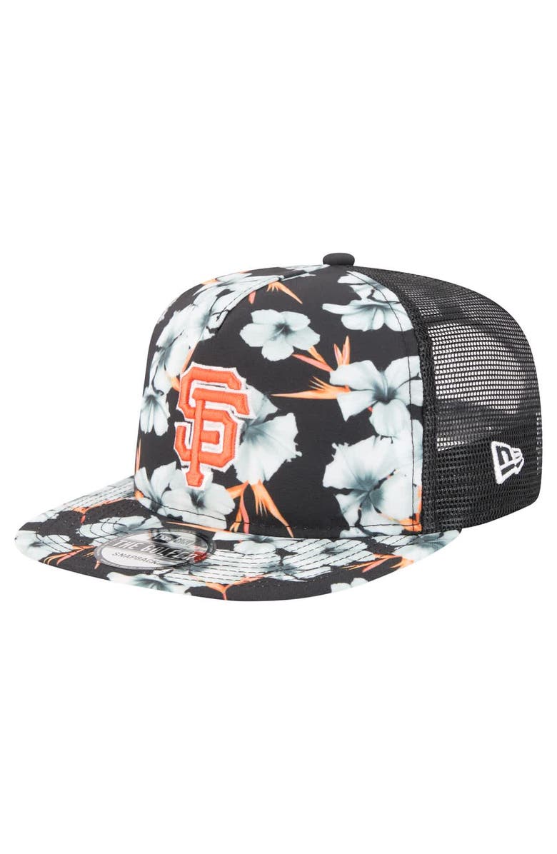New Era Men's New Era Black San Francisco Giants Adventure Pattern Golfer Trucker Snapback Hat, Main, color, 