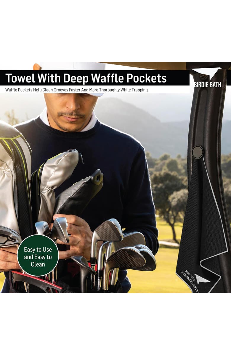 Birdie Bath Magnetic Golf Towel, Alternate, color, Black