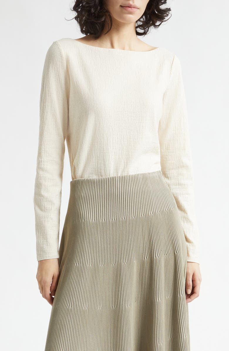 Emporio Armani Jacquard Jersey Top, Main, color, Ivory