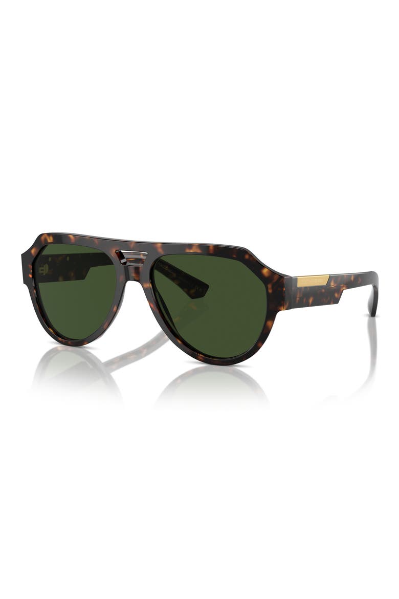 56mm Square Aviator Polarized Sunglasses, Alternate, color, HAVANA