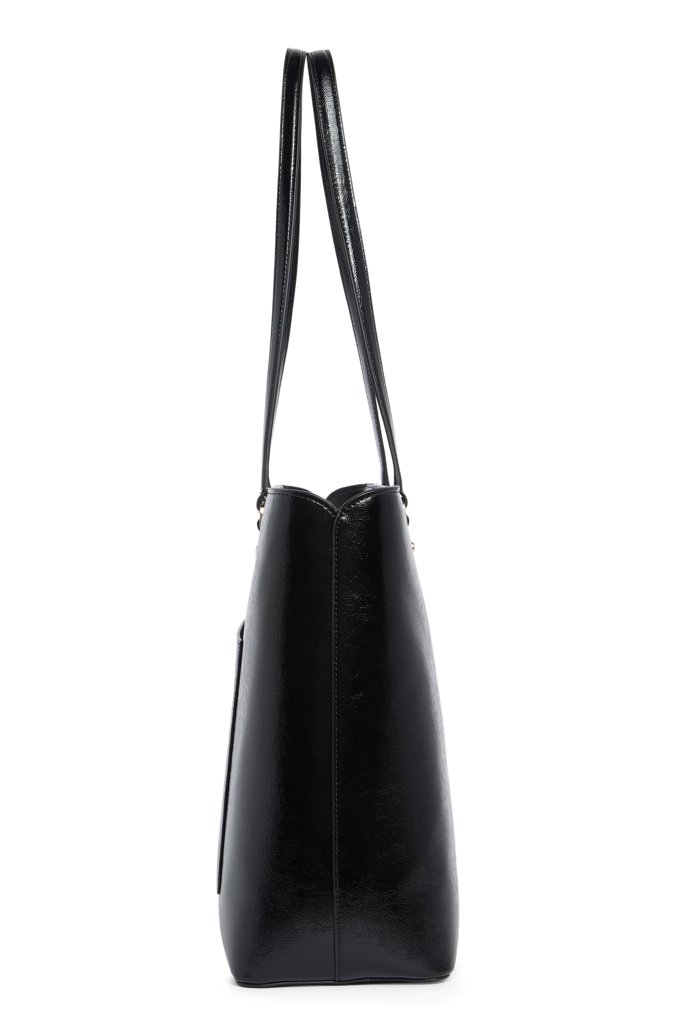 Bridget Large Crinkle Patent Tote, Alternate, color, BLACK