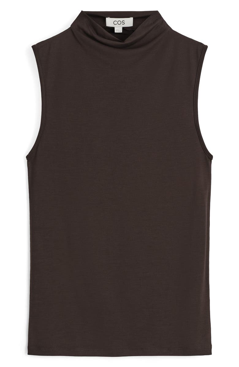 COS Drape Neck Sleeveless Top, Alternate, color, Brown Dark
