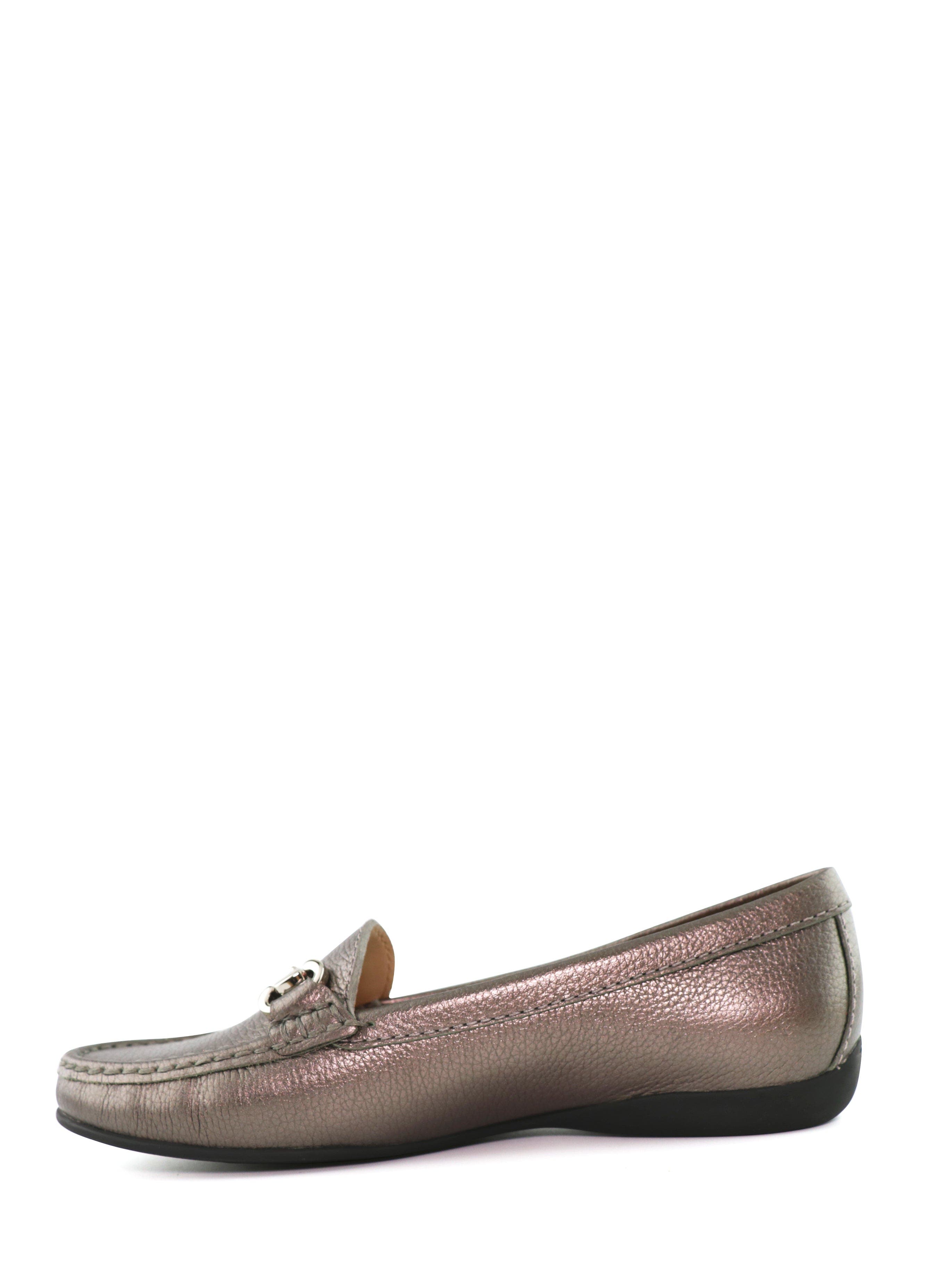 Carter Road Slip On Leather Buckle Loafer, Alternate, color, Pewter Metallic Grainy Leather