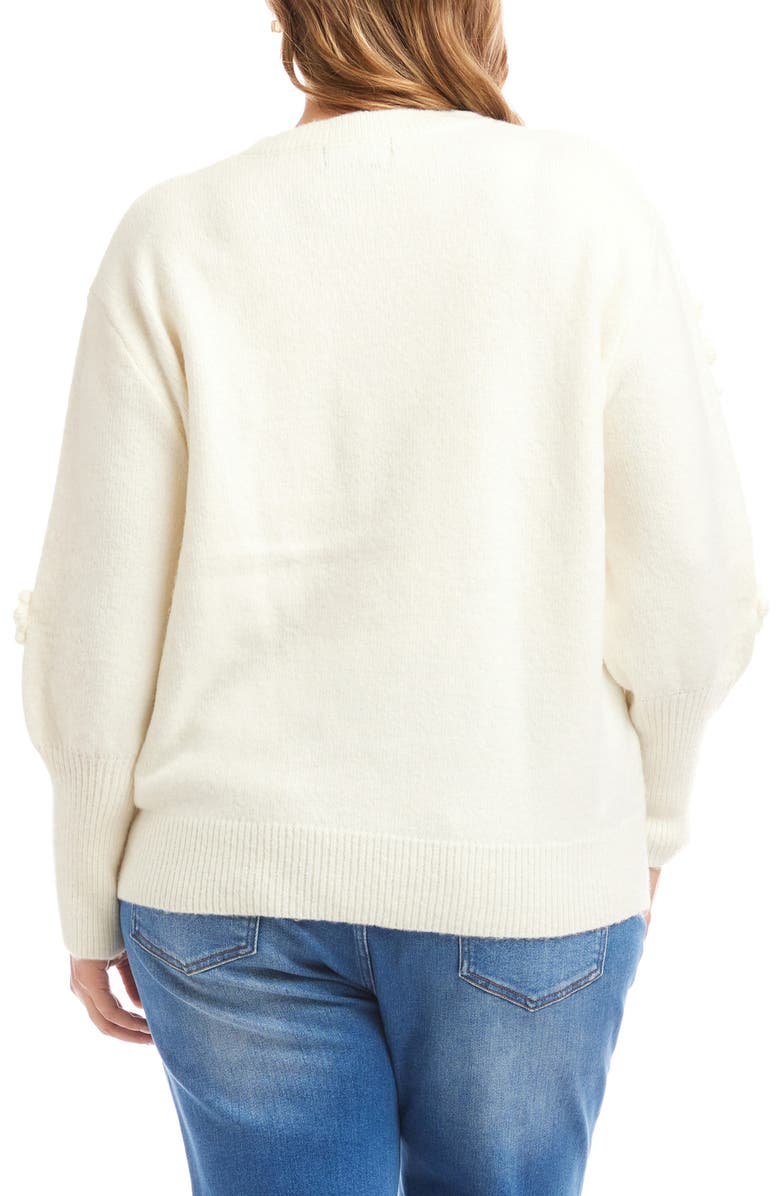 Karen Kane Rosette Hand Embroidered Crewneck Sweater, Alternate, color, Oatmeal