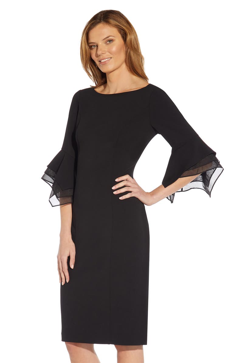 Adrianna Papell Tiered Organza & Knit Crepe Sheath Dress, Alternate, color, 