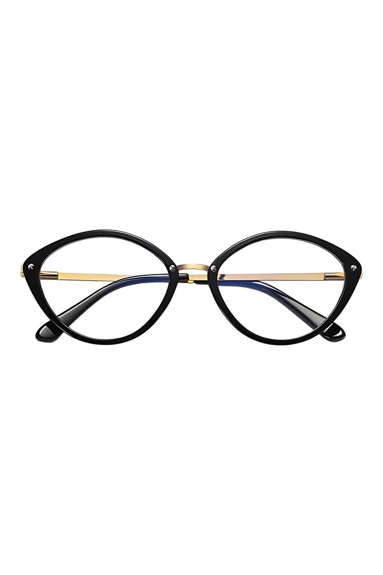 Posie 52mm Cat Eye Blue Light Blocking Glasses, Main, color, BLACK / CLEAR