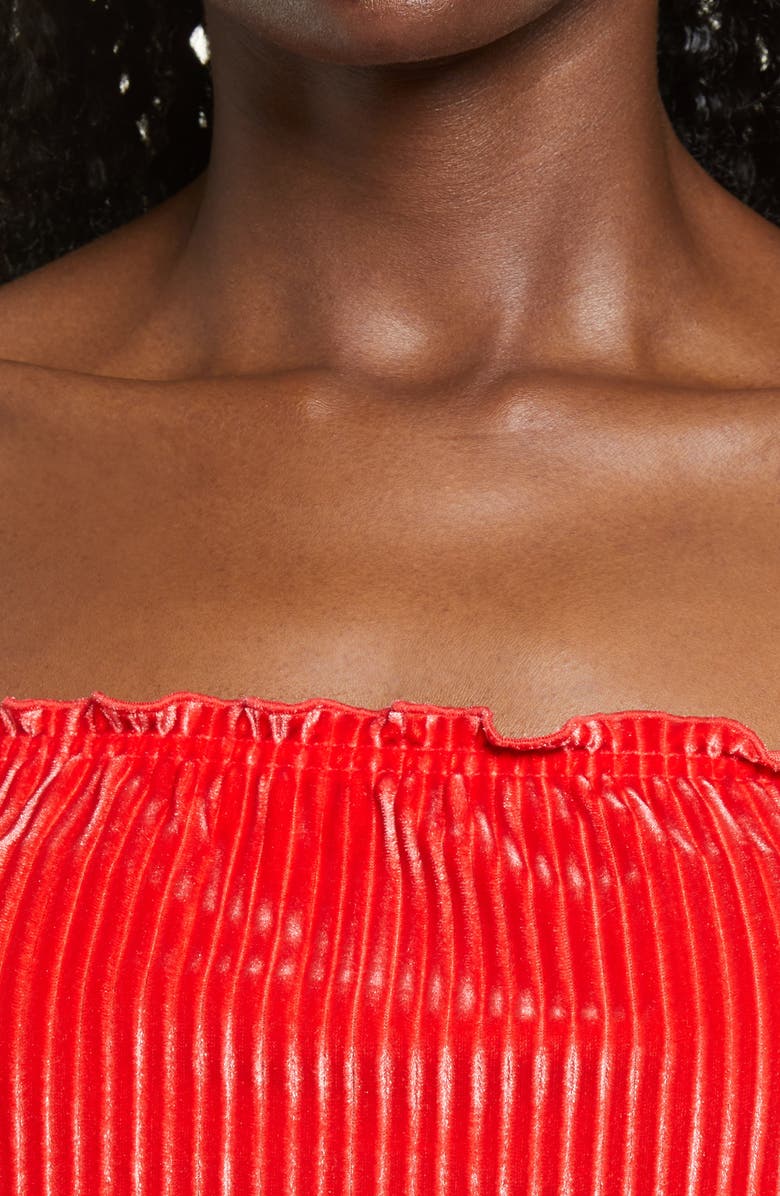 Leith Off the Shoulder Velour Crop Top, Alternate, color, 