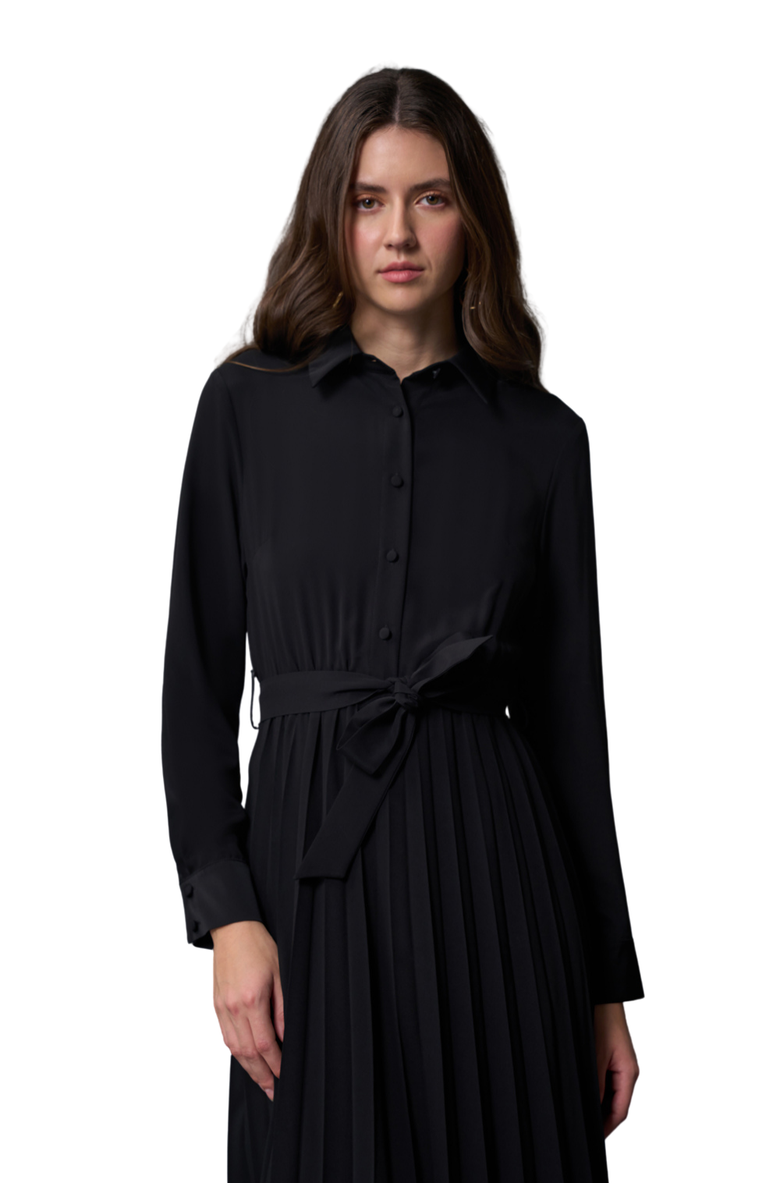 Mizalle Shirt Dress With Pleated Skirt, Alternate, color,