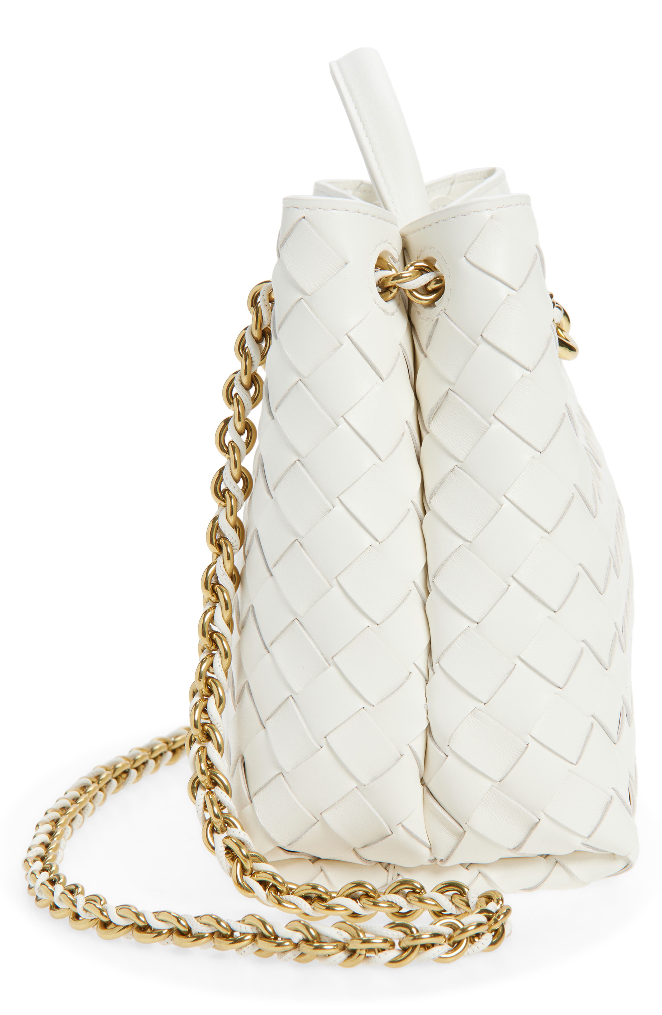Bottega Veneta Small Andiamo Chain Leather Shoulder Bag, Alternate, color, 9537 Alabaster-Muse Brass