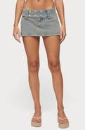 EDIKTED Lolah Snap Waist Denim Miniskirt