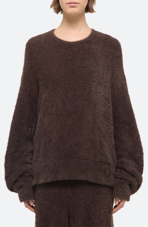 HELMUT LANG Sweater Womens Small Brown Alpaca Linen Cowlneck size factory S