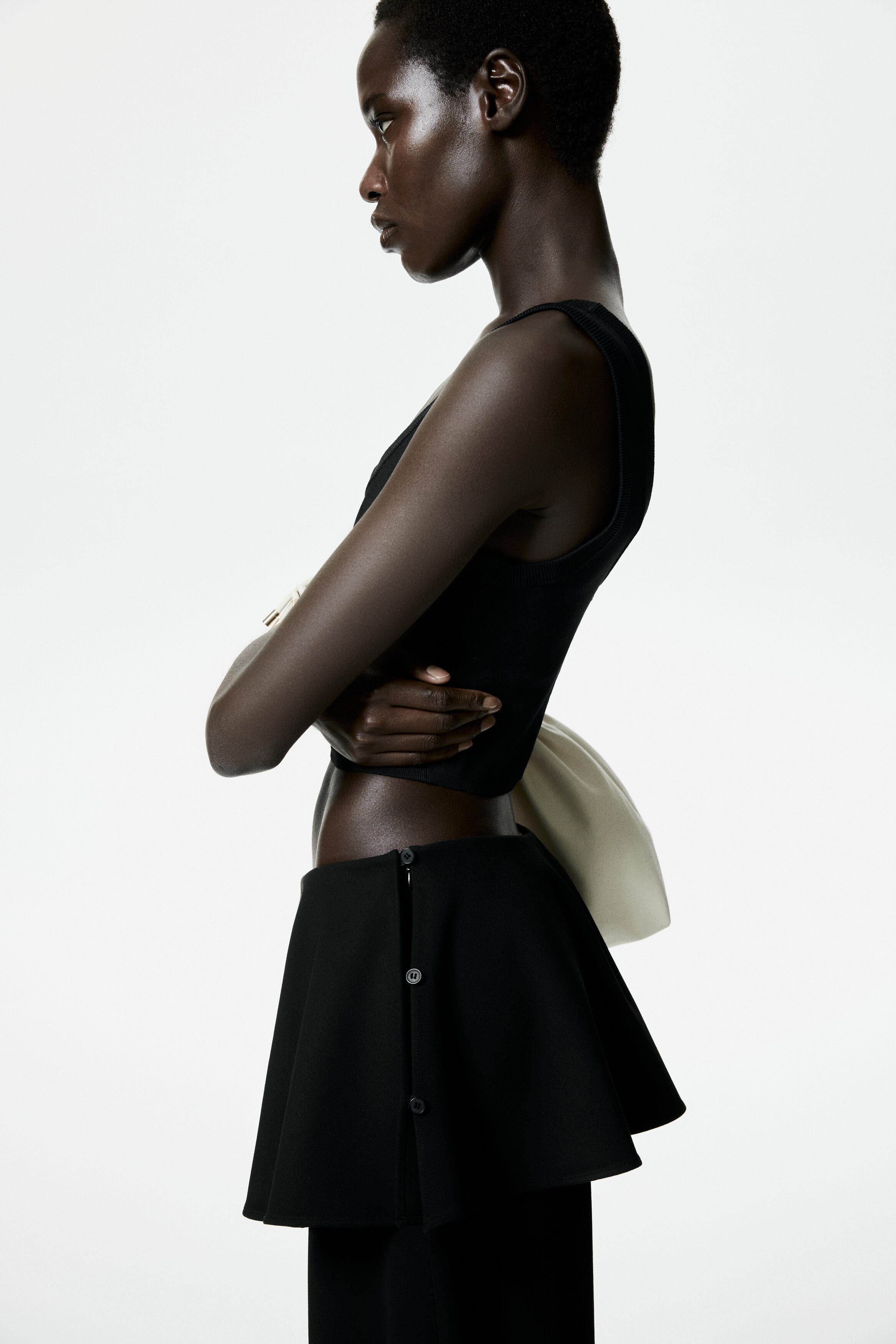 Skirt-layered Barrel-leg Trousers - image 2