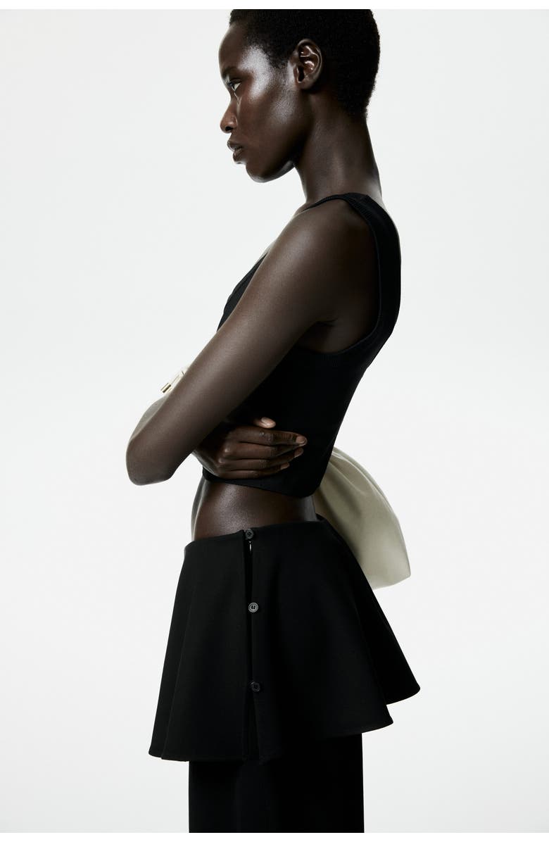 H&M Skirt-layered Barrel-leg Trousers, Alternate, color, Black