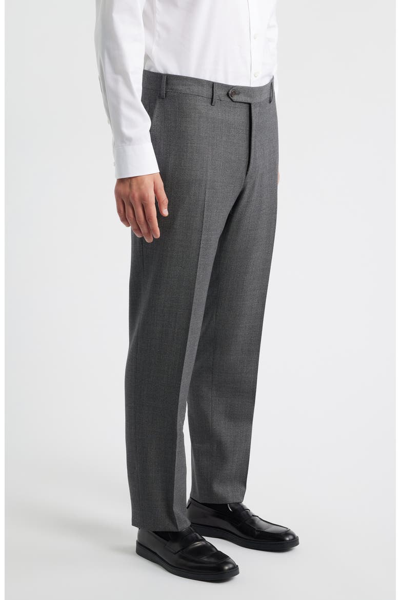 Siena Regular Fit Grey Flat Front Super 130s Wool Dress Pants, Alternate, color, GREY