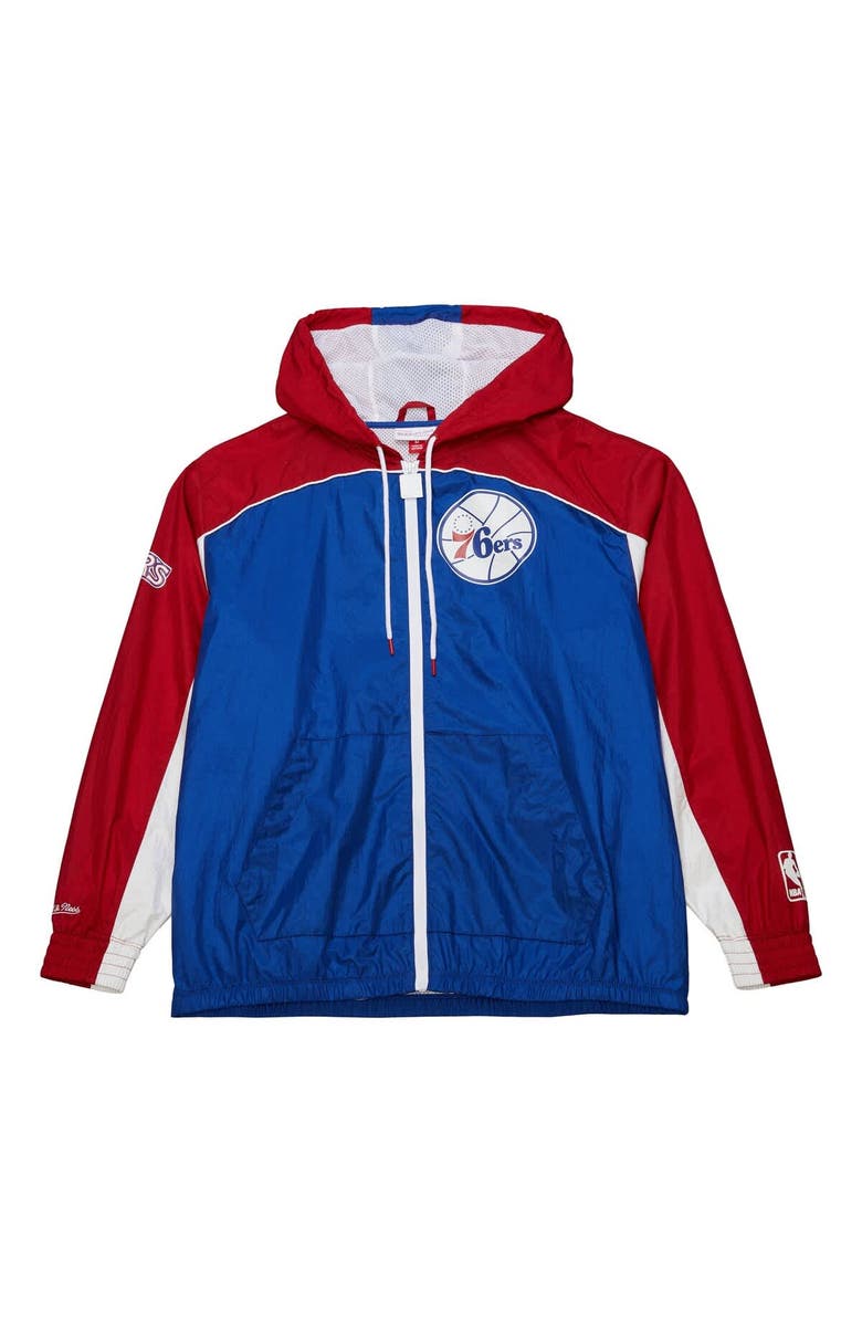 Mitchell & Ness Men's Mitchell & Ness Royal/Red Philadelphia 76ers Hardwood Classics Big Shot Premium Full-Zip Windbreaker Jacket, Alternate, color, Royal
