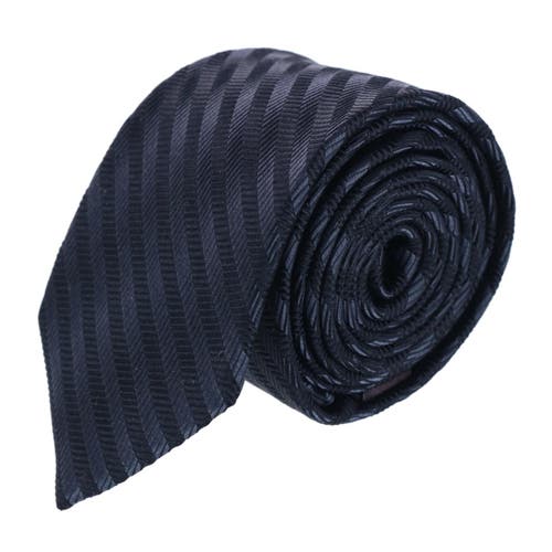 Trafalgar Nathanial Regal Patterned Diagonal Line Silk Business Necktie in Black at Nordstrom