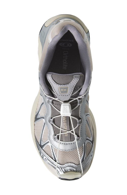Salomon Xt-whisper Grey Sneakers With Printed Logo On The Side And Drawstring Closure In Fabric Unisex In Silver