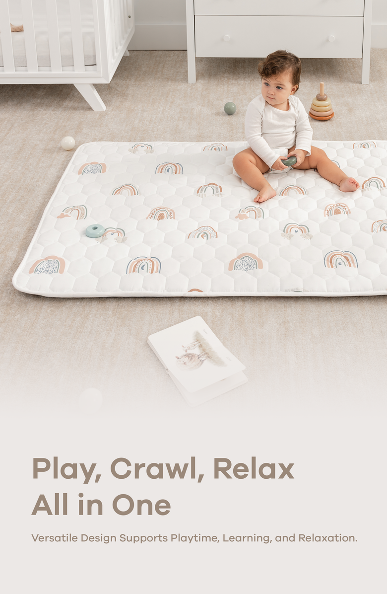 Comfy Cubs Premium Play Mat with Non-Slip Bottom, Rectangle, Alternate, color, Rainbow