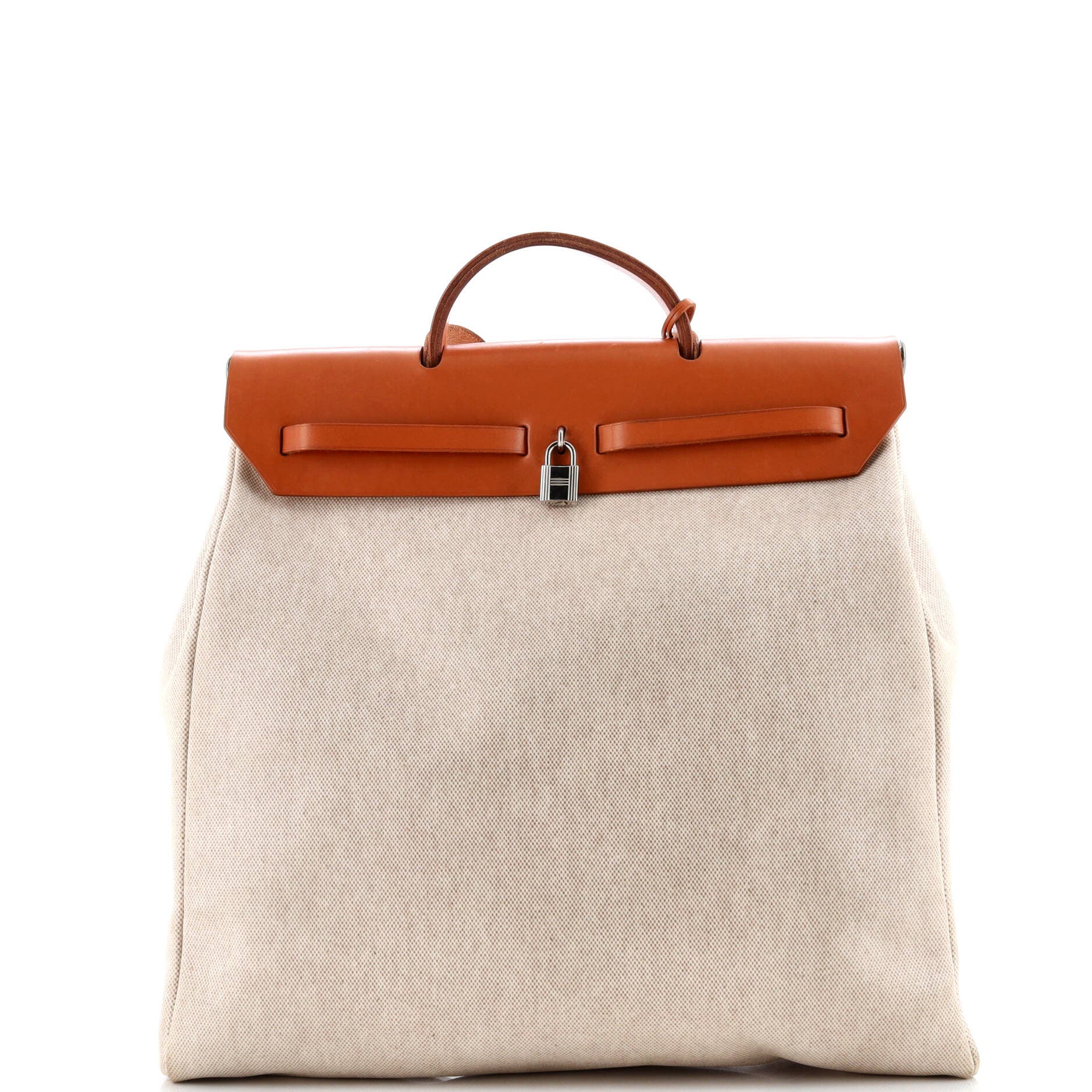 Pre-Owned Hermes Herbag Toile and Leather MM, Alternate, color, Ecru