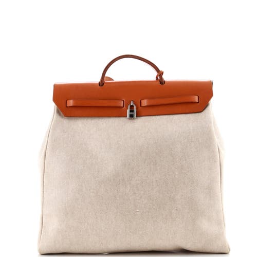 Pre-owned Hermes Hermes Herbag Toile And Leather Mm In Sand