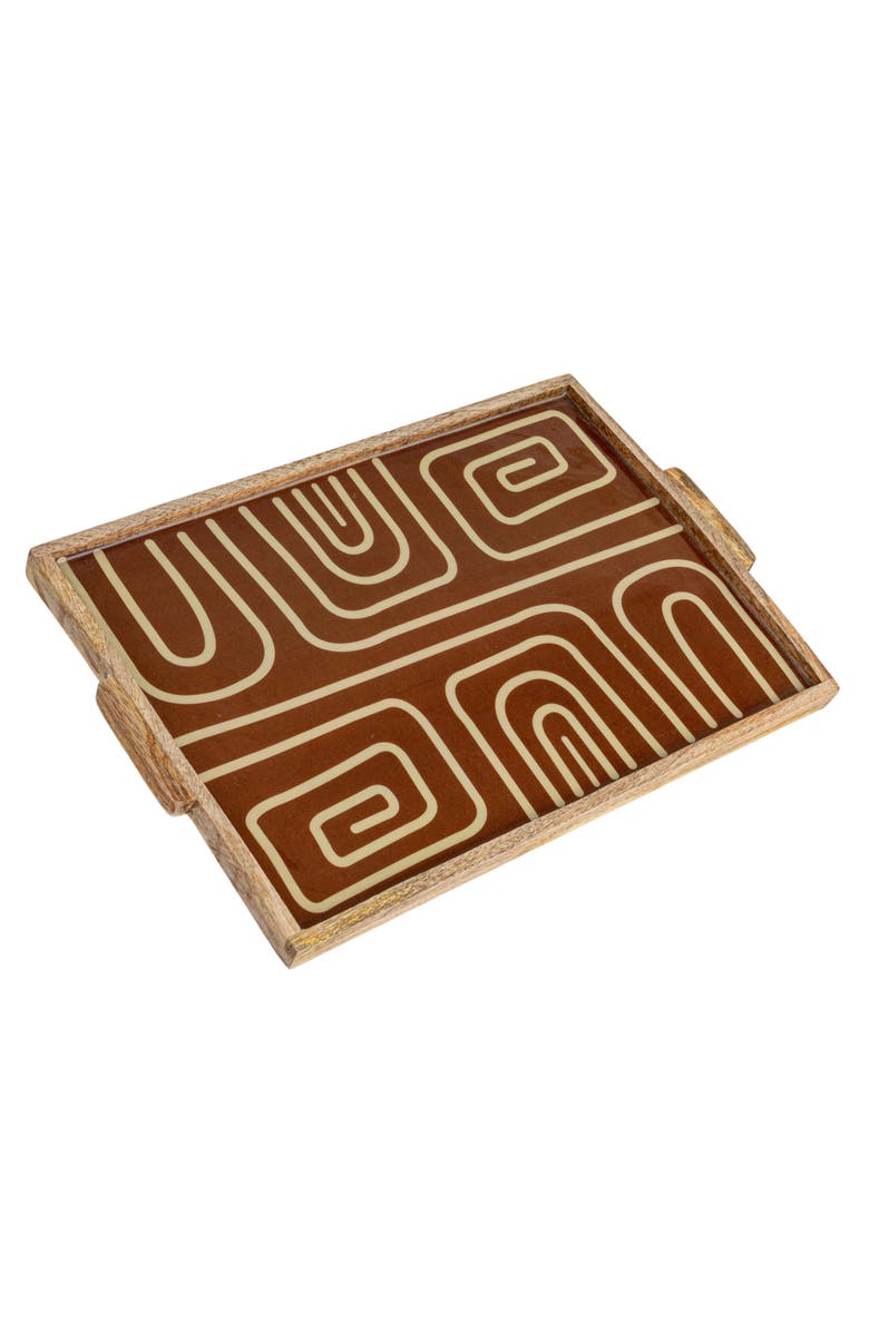 Storied Home Abstract Elegance Mango Wood Tray, Main, color, 