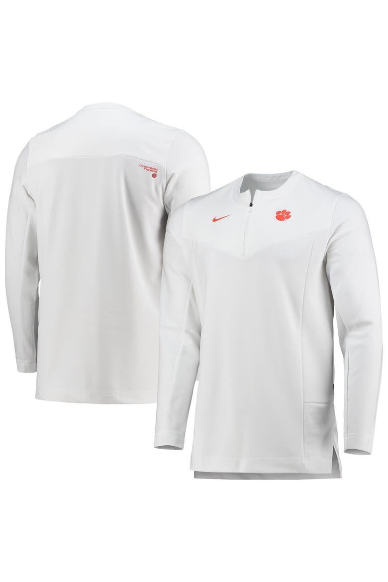 Men's Nike White Clemson Tigers Logo Performance Quarter-Zip Jacket, Alternate, color, White