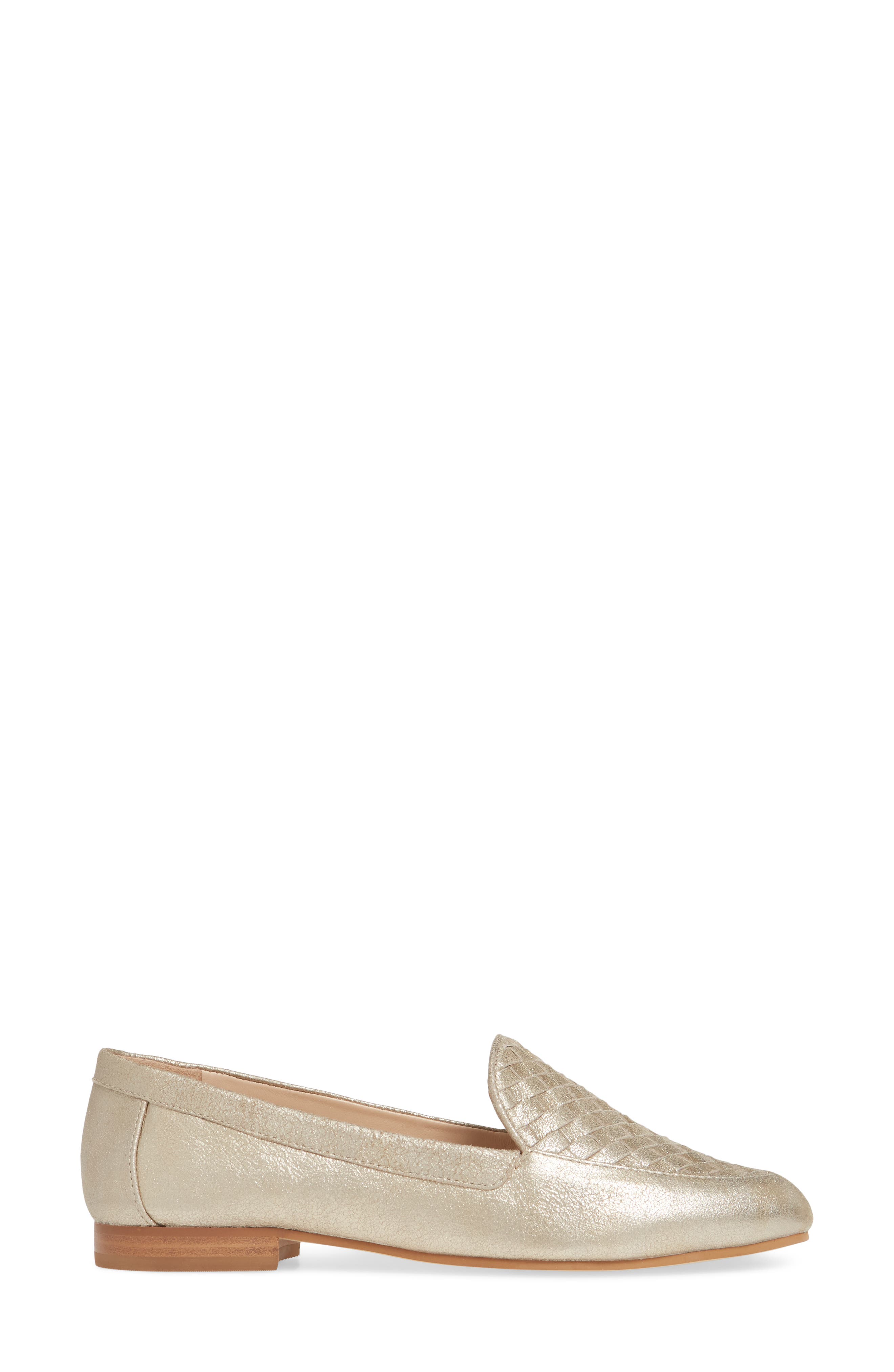 Pauline Loafer, Alternate, color, GOLD METALLIC SUEDE