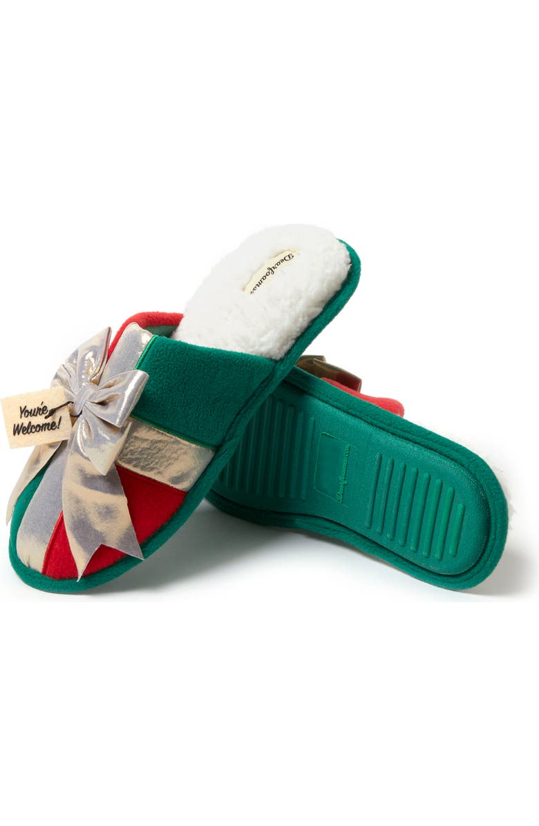 DEARFOAMS Novelty Holiday Christmas Scuff Slipper, Alternate, color, Red Multi