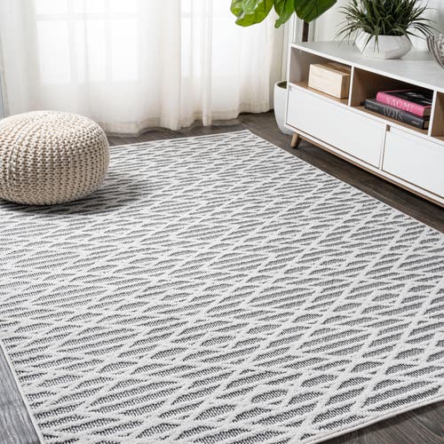 Jonathan Y Ararat High-low Pile Moroccan Diamond Modern Indoor/outdoor Area Rug In Black/ivory