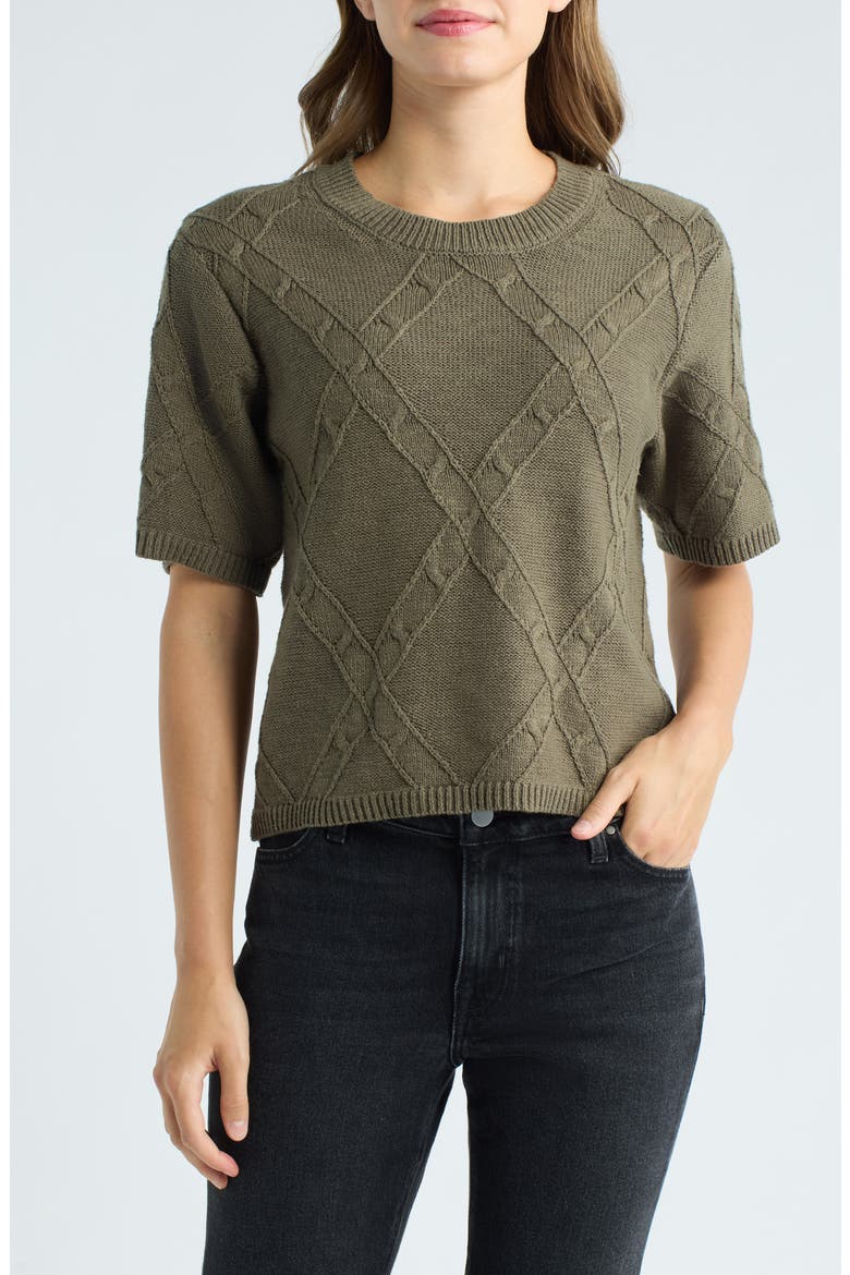 Diamond Stitch Sweater, Main, color, KALAMATA GREEN