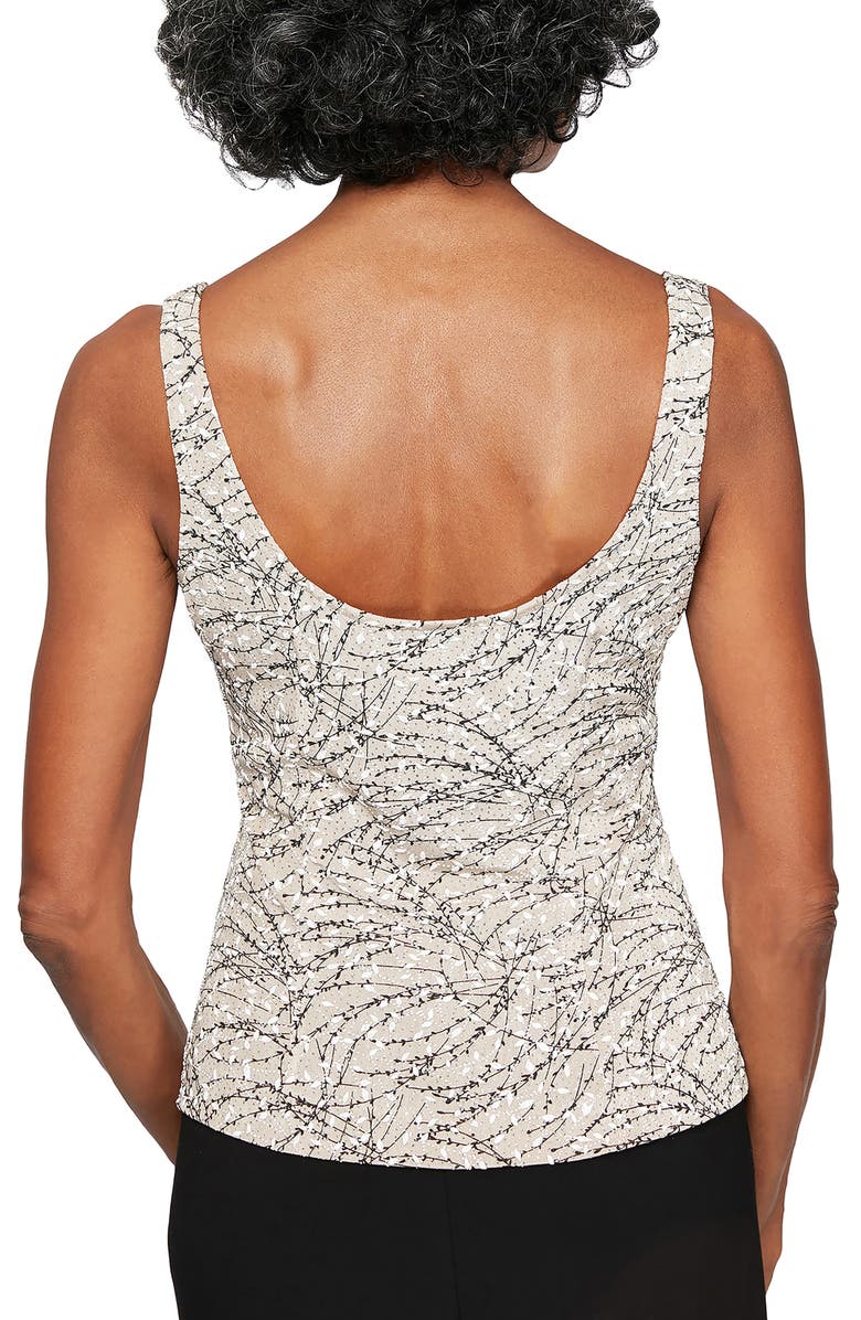 Alex Evenings Foiled Print Twinset, Alternate, color, Beige