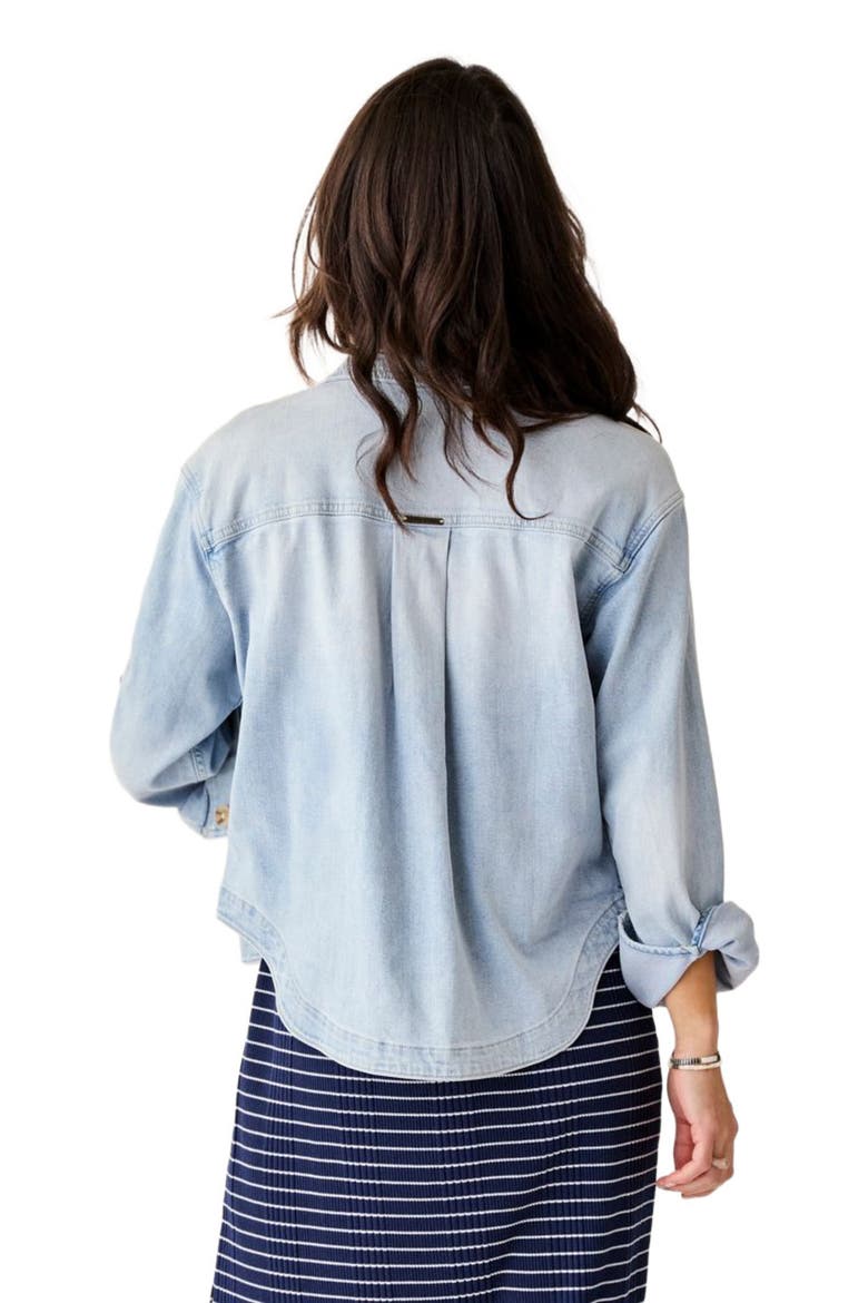 Flora Denim Shacket, Alternate, color, Savannah