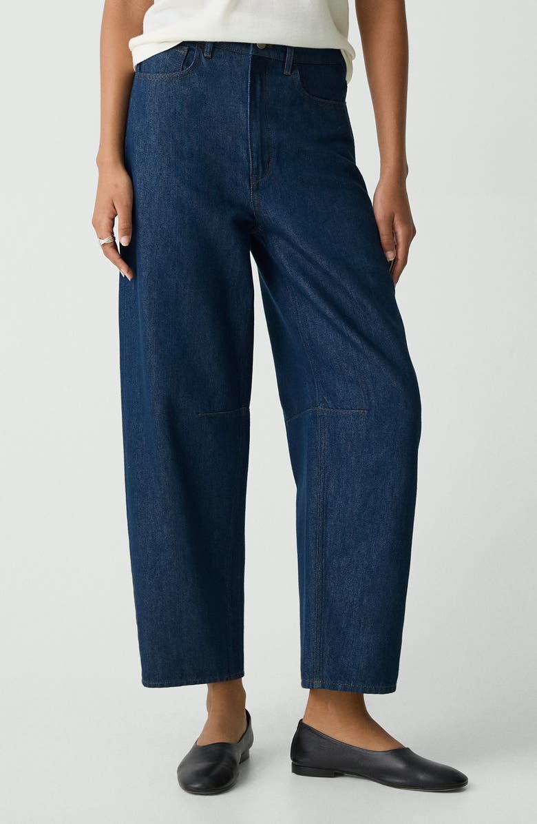 Theory Barrel Leg Jeans, Main, color, Indigo