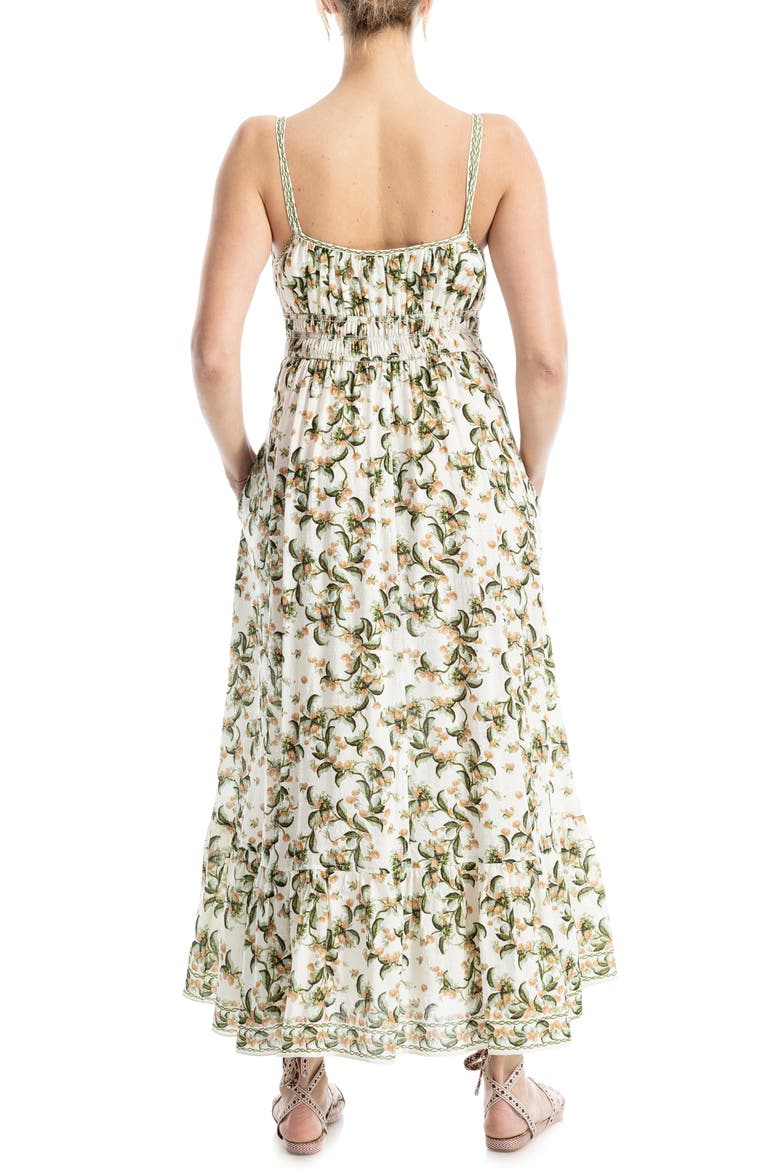 Smocked Empire Waist Maxi Dress, Alternate, color, BEIGE/ GREEN