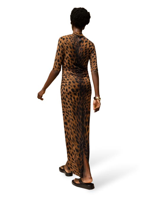 Ro&zo Mock Neck Jersey Dress In Brown