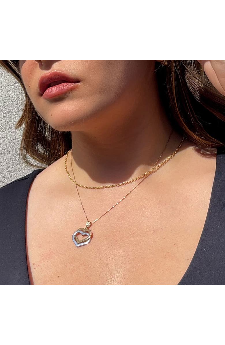 The Lovery Fine Jewelry Two Tone Double Golden Heart Necklace, Alternate, color, Two Tone Gold
