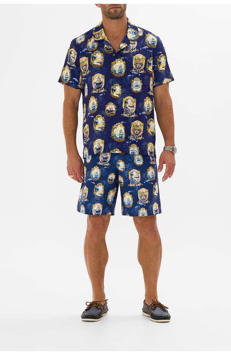 Hotel Franks By Camilla Short Sleeve Camp Collared Shirt Song Of Saint Anthony, Alternate, color, Song Of Saint Anthony