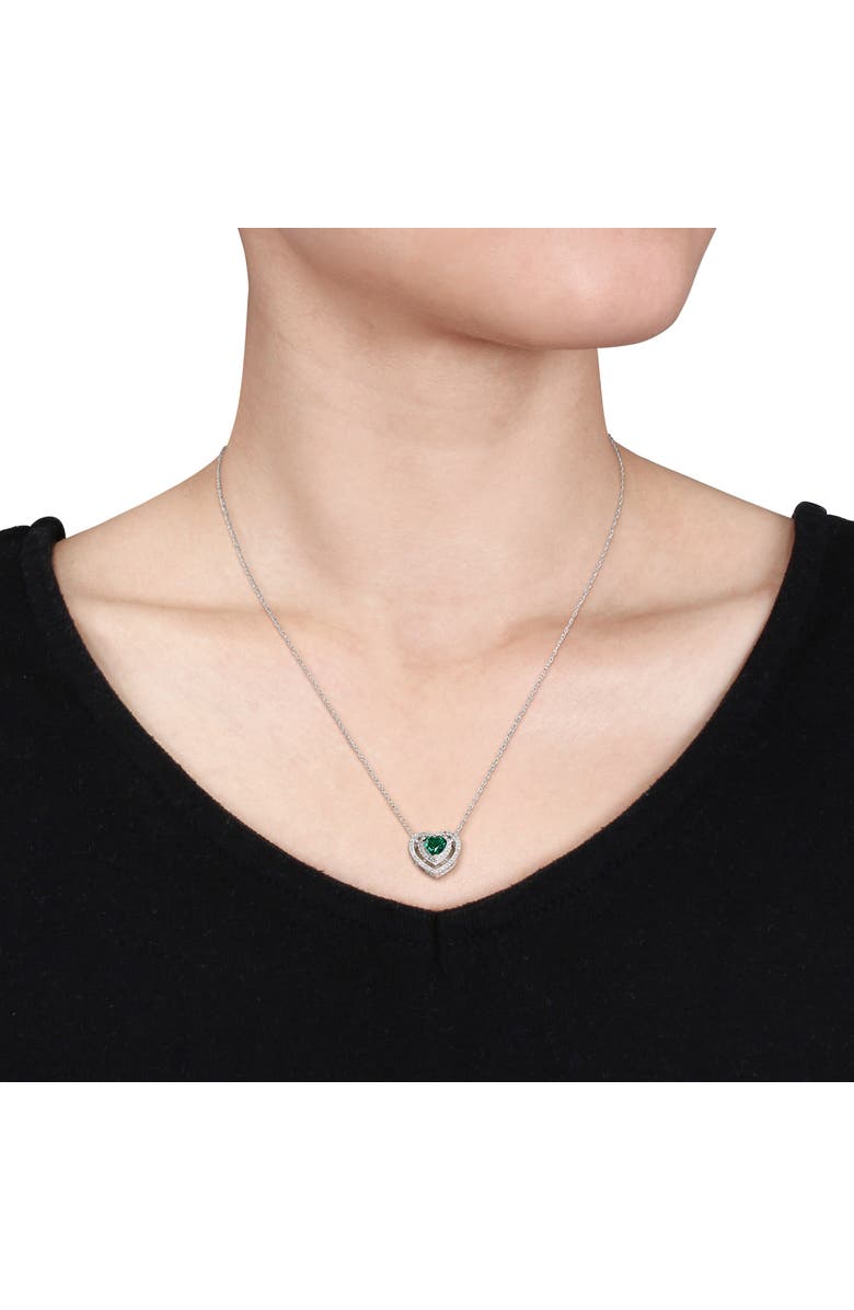 Julianna B. Gemstone & Diamond Halo Heart Necklace 10K, Alternate, color, Created Emerald