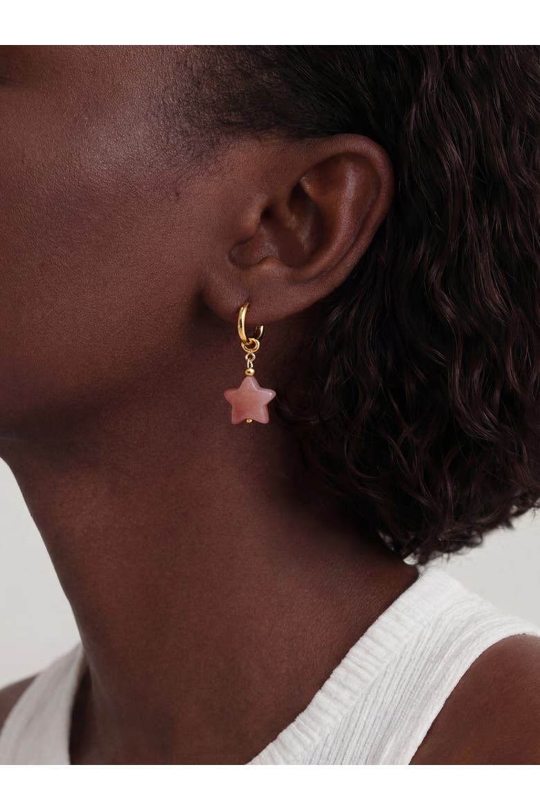 Harvest Agate Charm Earrings in Star-Pink, Alternate, color, Pink