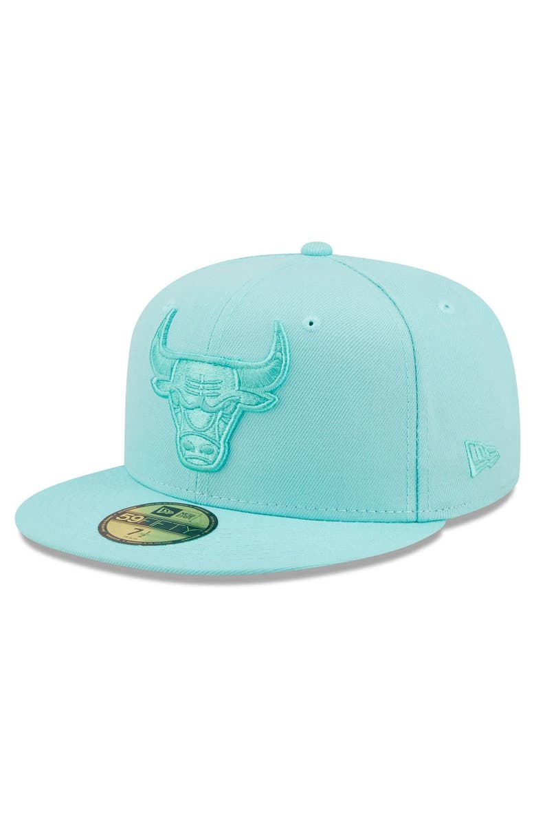 New Era Men's New Era Turquoise Chicago Bulls Color Pack 59FIFTY Fitted Hat, Main, color,