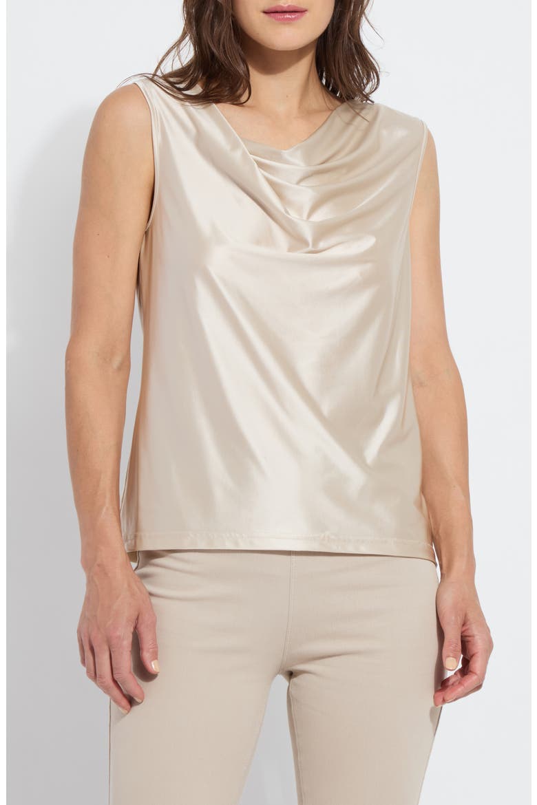 Freida Draped Sleeveless Satin Top, Main, color, OAT