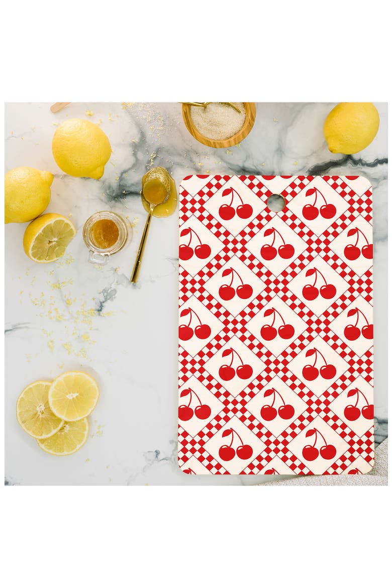 Cherry Checkered Wood Cutting Board, Alternate, color, BEIGE/CHERRY