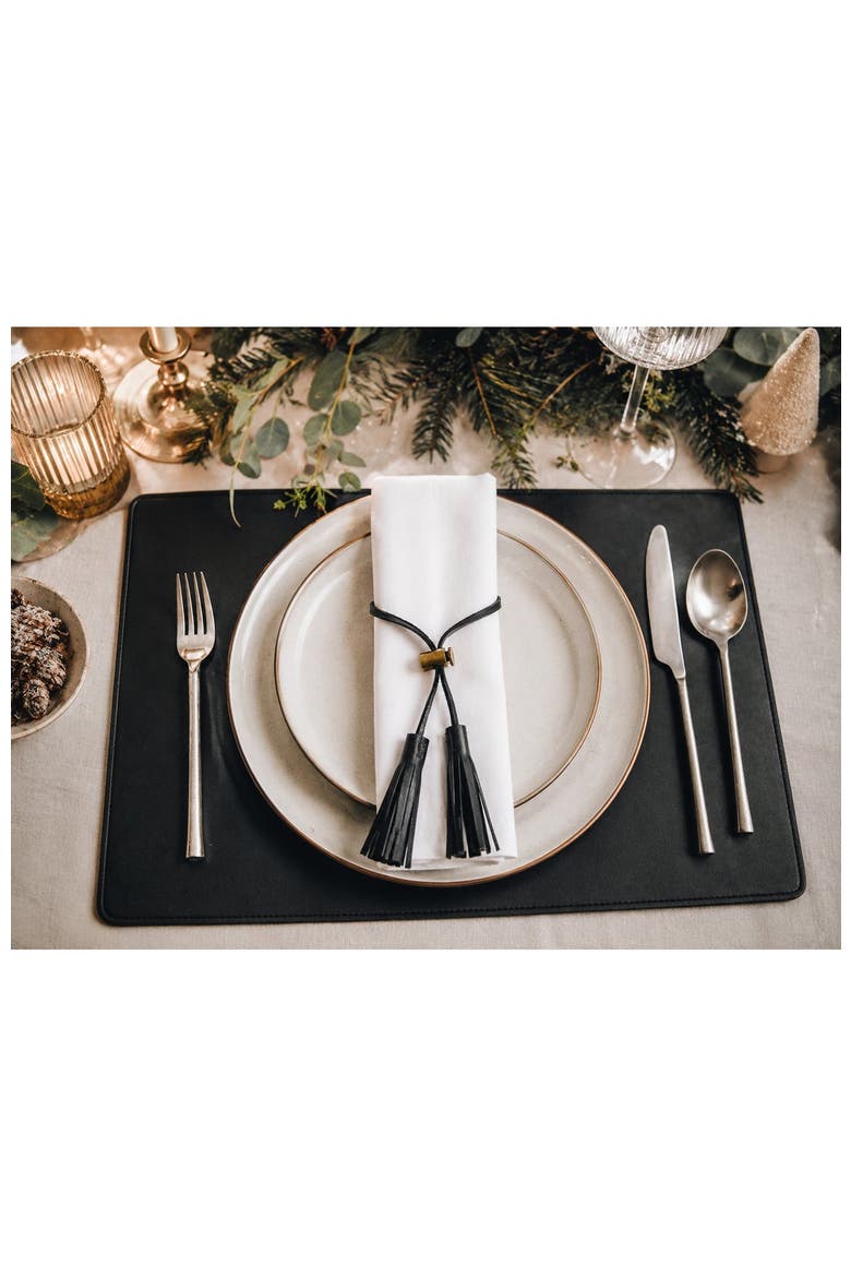 Nash Leather Placemat, Alternate, color, Black - Set of 8