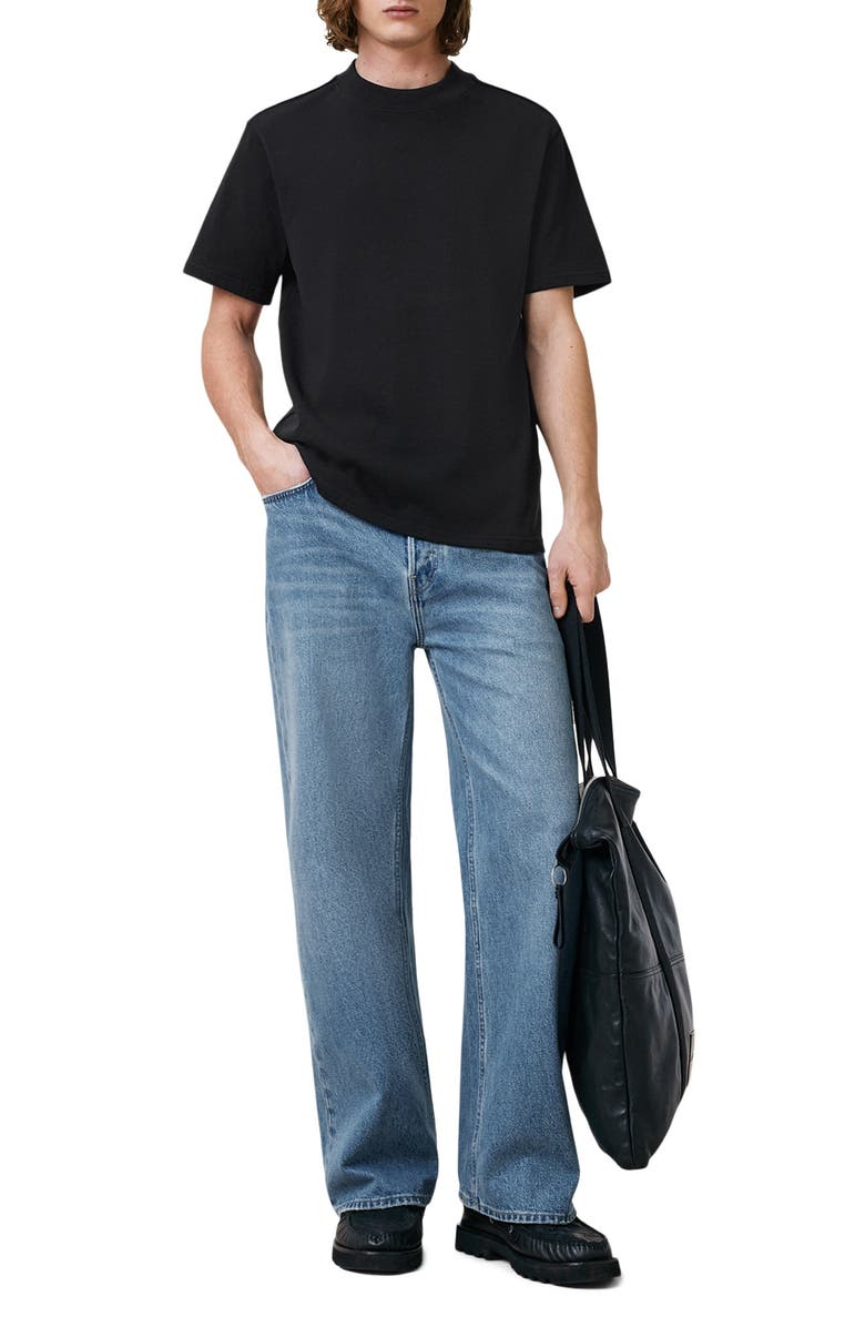 AllSaints Nero Solid Black Cotton T-Shirt, Alternate, color, Jet Black